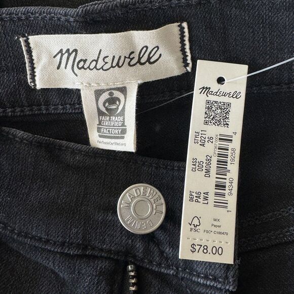 Madewell SZ 26 Roadtripper Biker Bermuda Jean Shorts Mid-Rise Stretch Lunar Wash - Picture 5 of 7